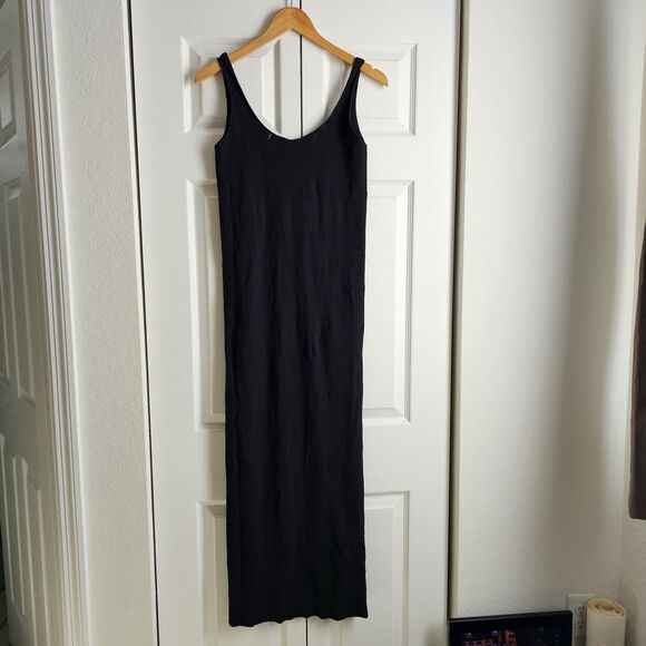 Savage X Fenty Ribbon Play Seamless Knit Slip Dress Black Plus Size 1X-3X - Picture 3 of 9